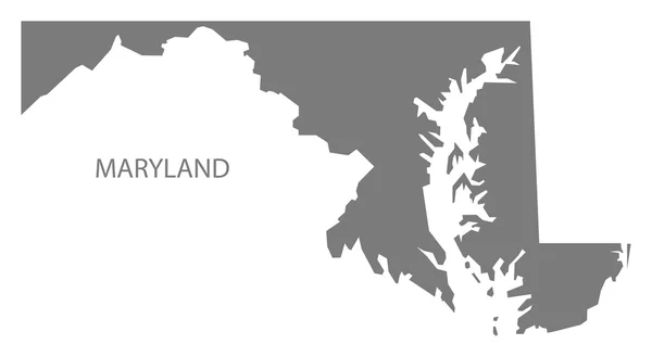 Maryland EUA Mapa cinza —  Vetores de Stock