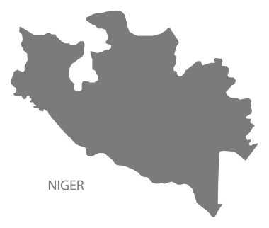 Nijer Nijerya harita gri