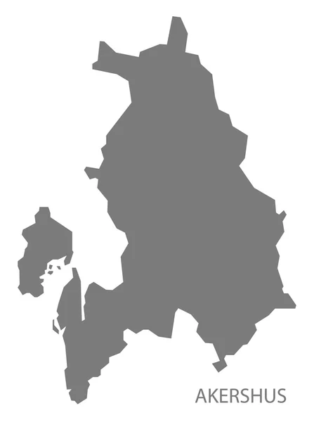 Akershus 노르웨이 지도 그레이 — 스톡 벡터