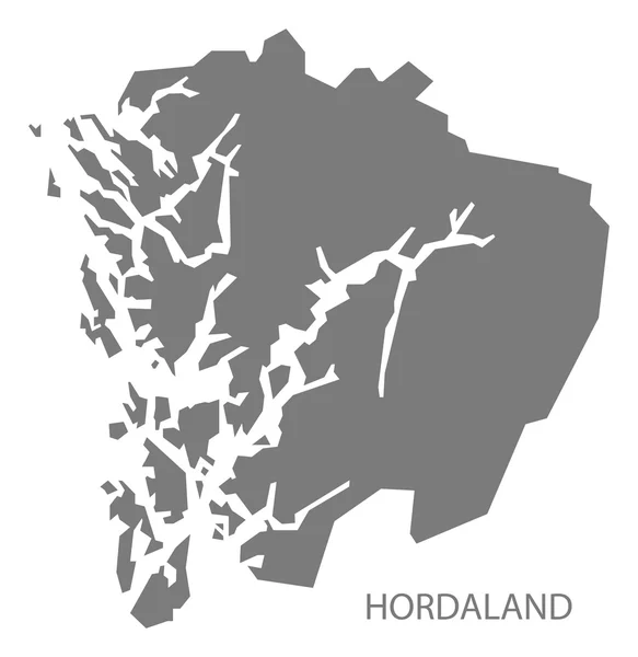 Hordaland Norway Map grey — ストックベクタ