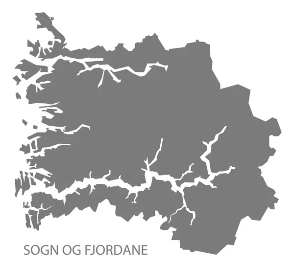 Sogn og Fjordane Norway Map grey — Stock Vector
