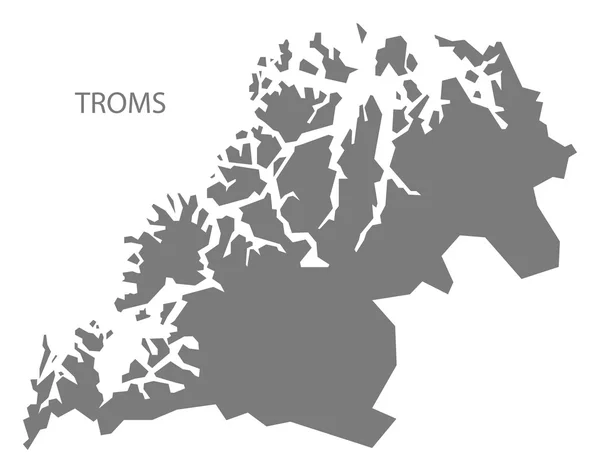 Troms Noorwegen kaart grijs — Stockvector