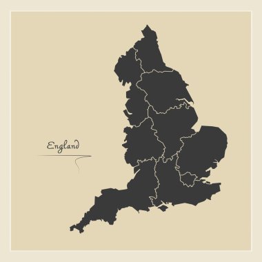 İngiltere harita sanat siyah renk illüstrasyon 