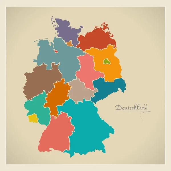 Alemania mapa ilustración ilustración de color de la obra —  Fotos de Stock