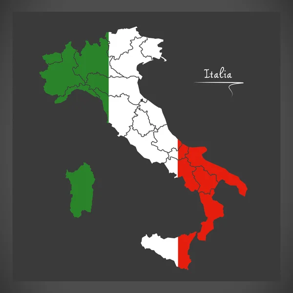 Italy map artwork with national flag colors illustration — ストック写真
