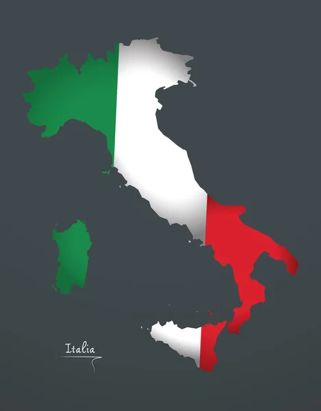 Itália mapa estilo artwork especial com ilustração bandeira — Fotografia de Stock