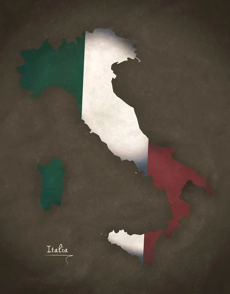 Italia mapa especial arte vintage estilo con ilustración de la bandera — Foto de Stock