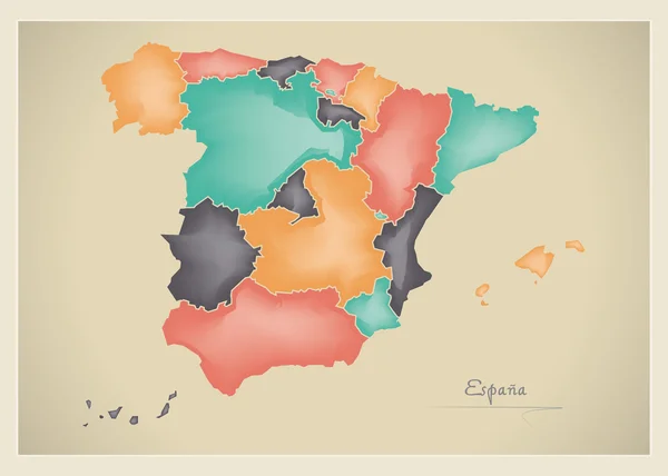 Spain map artwork 3D color illustration — Φωτογραφία Αρχείου