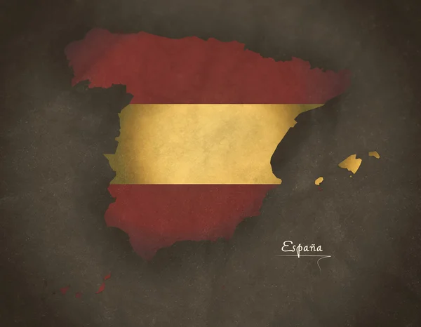 Espanha mapa estilo de arte vintage especial com ilustração bandeira — Fotografia de Stock