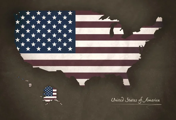 USA map special vintage artwork style with flag illustration — Stock Photo, Image