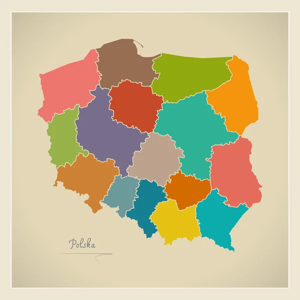 Polska mapa grafika ilustracja kolor — Zdjęcie stockowe