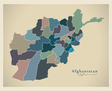 Modern harita - Afganistan iller ile siyasi Af