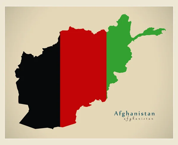 Mapa moderno - Bandeira do Afeganistão colorida AF —  Vetores de Stock