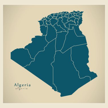 Modern harita - Cezayir İlleri Dz ile