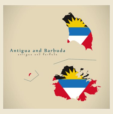 Modern harita - Antigua ve Barbuda Ag renkli