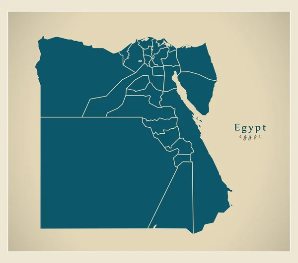 Carte moderne - Égypte avec gouvernorats EG — Image vectorielle