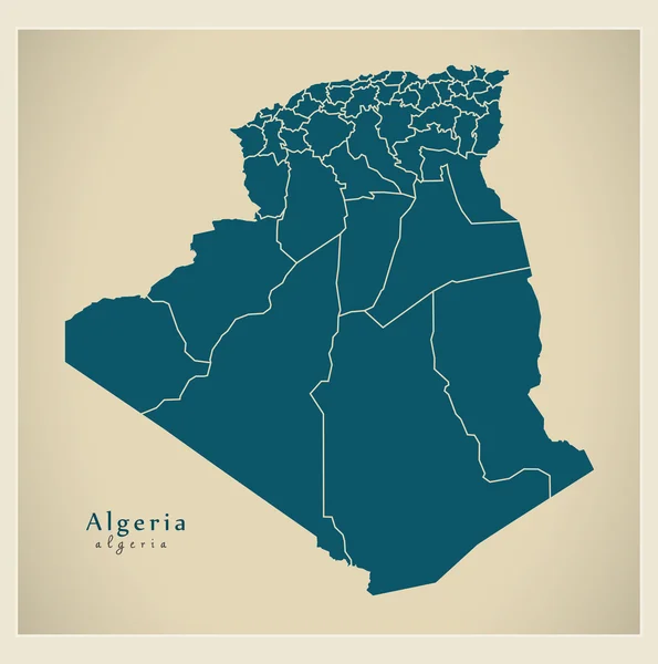 Mappa moderna - Algeria con province DZ — Vettoriale Stock