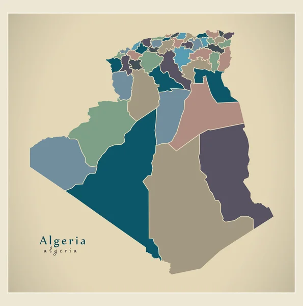 Moderne Karte - Algerien mit Provinzen farbig dz — Stockvektor
