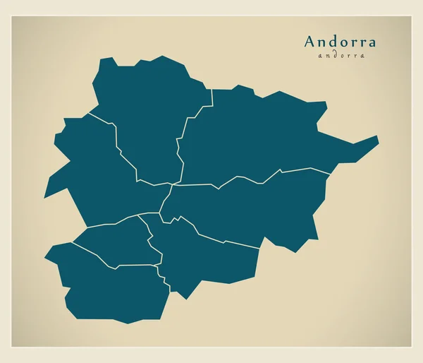 Mapa moderno - Andorra con los distritos AD — Vector de stock