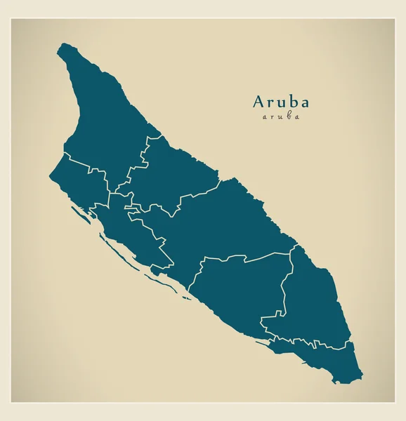 Moderní mapa - Aruba s regiony Aw — Stockový vektor