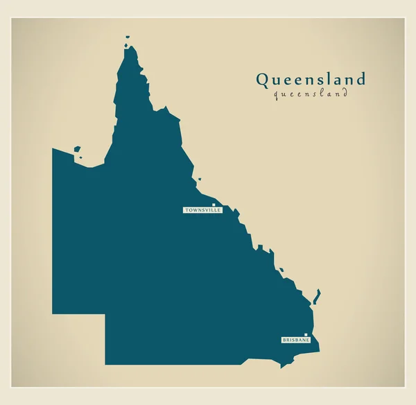Nowoczesne-Mapa - Queensland Au — Wektor stockowy