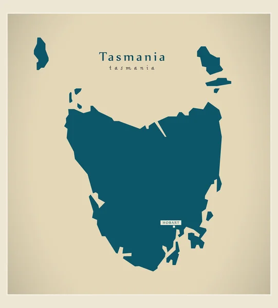 Carte moderne - Tasmanie AU — Image vectorielle