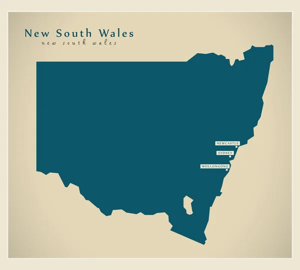 Mappa moderna - Nuovo Galles del Sud IT — Vettoriale Stock