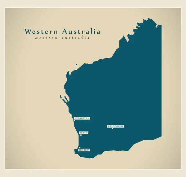 Σύγχρονη Χάρτης - Δυτική Αυστραλία Au — Διανυσματικό Αρχείο
