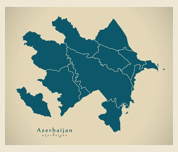 Mapa moderno - Azerbaiyán con regiones AZ — Vector de stock