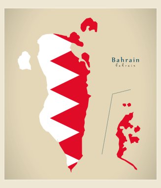 Modern harita - Bahreyn bayrağı renkli Bh