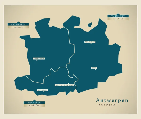 Mappa moderna - Anversa — Vettoriale Stock