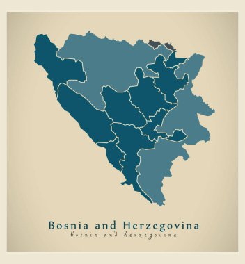 Modern harita - Bosna ve Hersek ile kantonları Ba