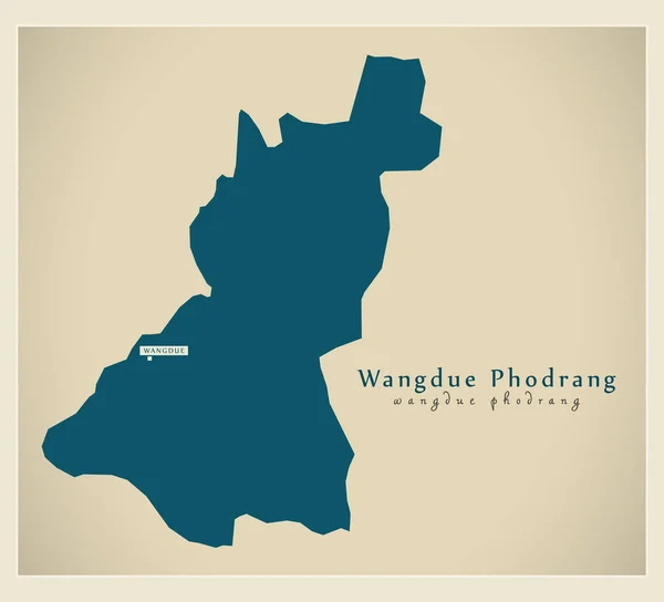 Mapa moderno - Wangdue Phodrang BT — Vector de stock