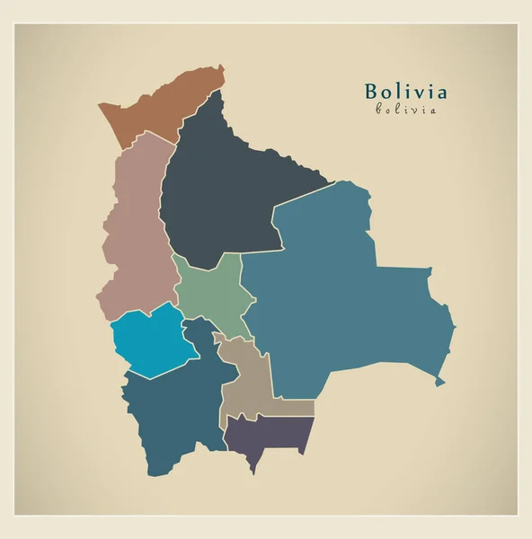 Moderní Mapa - Bolívie s odděleními barevné Bo — Stockový vektor
