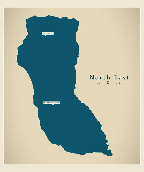 Mappa moderna - Nord Est BW — Vettoriale Stock