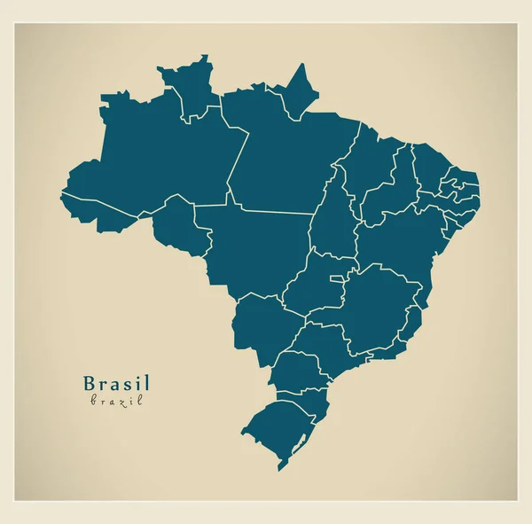 Moderne Karte - Brasilien mit Bezirken br — Stockvektor