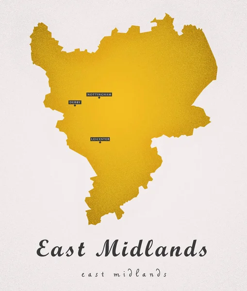 East Midlands Anglia Egyesült Királyság Art Térkép — Stock Fotó