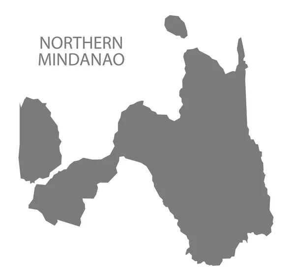 北部的棉兰老岛菲律宾地图灰色 — 图库矢量图片