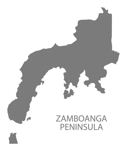 Penisola di Zamboanga Filippine Mappa grey — Vettoriale Stock