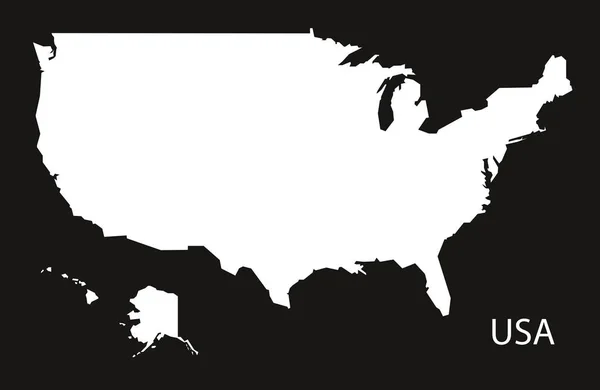 Kaart van de V.s. zwart wit — Stockvector