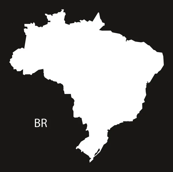 Brasil Mapa negro blanco — Vector de stock