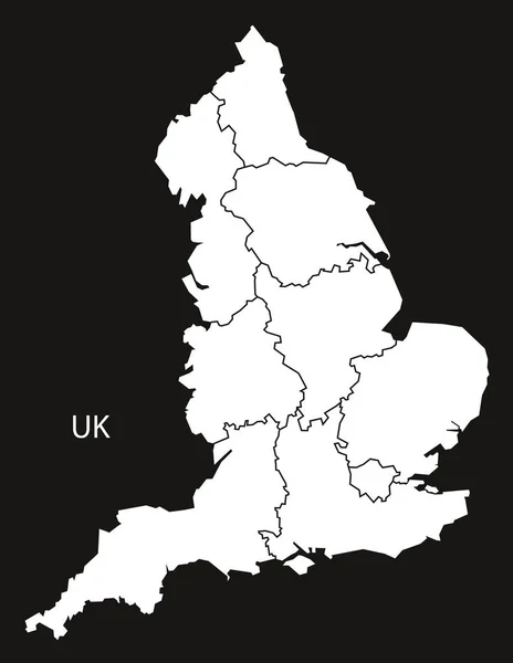 英国地图与县黑白色 — 图库矢量图片