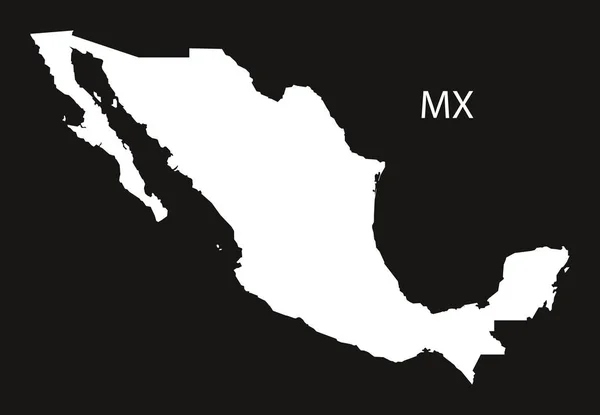 México Mapa negro blanco — Vector de stock