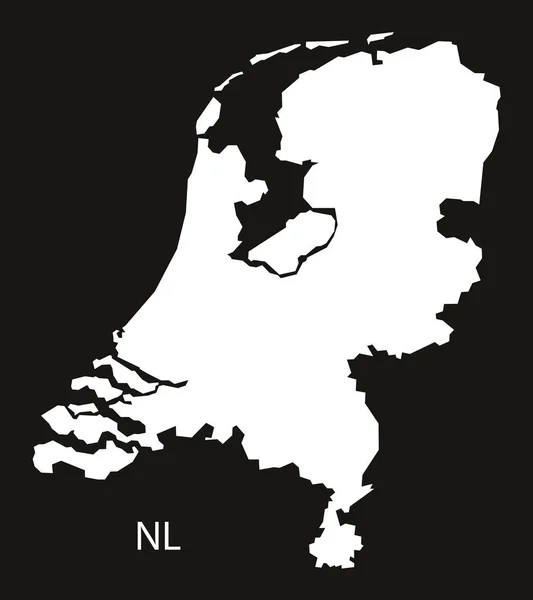 Netherlands Map  black white — Stock Vector