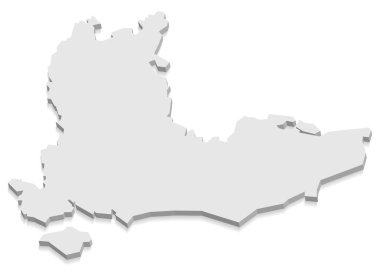 Güney Doğu İngiltere'de harita gri 3d