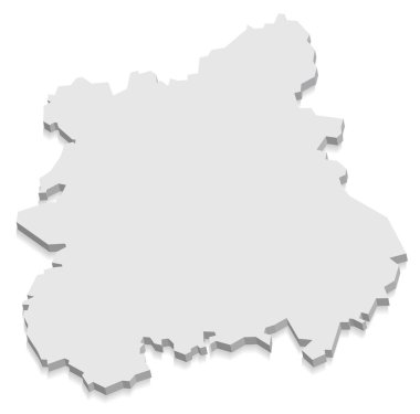 West Midlands İngiltere harita gri 3d