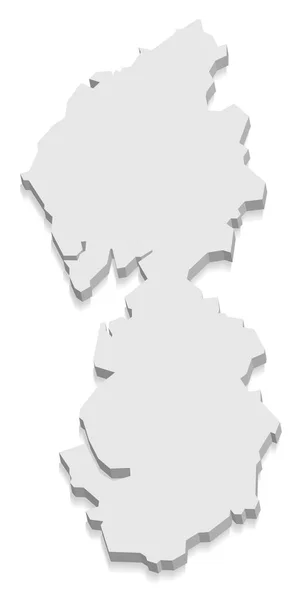 Nordwestengland Karte grau 3d — Stockvektor