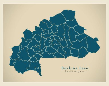 Modern harita - Burkina Faso il Bf ile