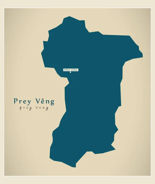 Mapa moderno - Prey Veng KH — Vector de stock