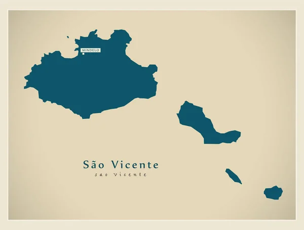 Mapa moderno - Sao Vicente CV — Vector de stock